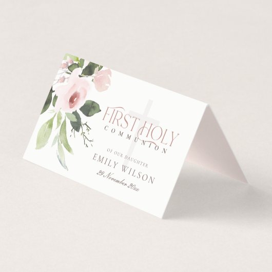Aquarelle rose pâle Rose première sainte communion (Back)