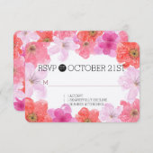 Aquarelle rose pâle RSVP florale (Devant / Derrière)