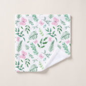 Aquarelle rose papillon botanique (Gant de toilette)