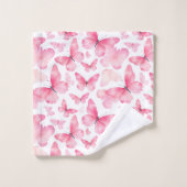 Aquarelle rose Papillons Ensemble de serviettes (Gant de toilette)