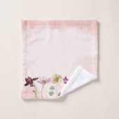Aquarelle rose Pays Monogramme Floral (Gant de toilette)