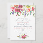 Aquarelle rose Pêche Faire-part de mariage Florale (Devant)