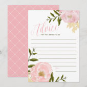 Aquarelle rose Peonies Conseils pour la carte mari (Devant / Derrière)