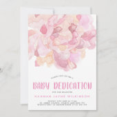 Aquarelle rose Peony bébé Dedication Invitation (Devant)