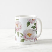 Aquarelle rose Peony floral Mug (Devant droit)