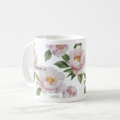 Aquarelle rose Peony floral Mug (Devant gauche)
