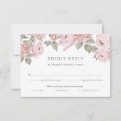 Aquarelle rose Peony Florals RSVP Entrée Choix (Devant)