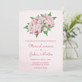 Aquarelle rose Peony Invitations de mariage (Debout devant)