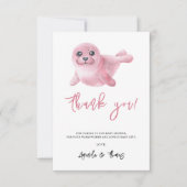 Aquarelle rose phoque - merci (Devant)