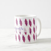 Aquarelle rose Plumes Classique Mug Blanc (Devant droit)