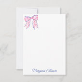 Aquarelle rose Polka Pot Bow Note Cartes (Devant)