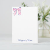 Aquarelle rose Polka Pot Bow Note Cartes (Debout devant)