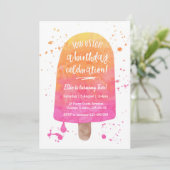 Aquarelle rose Popsicle Invitation d'anniversaire (Debout devant)