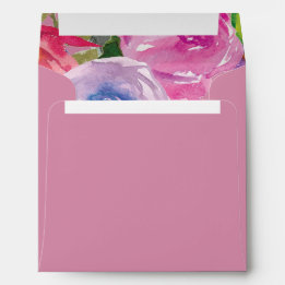 Aquarelle rose pourpre Adresse de retour Florale