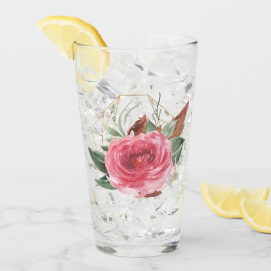 Aquarelle rose profonde Rose Verre Tumbler (Devant glace)