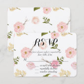 Aquarelle rose romantique Jardin Floral RSVP (Devant / Derrière)