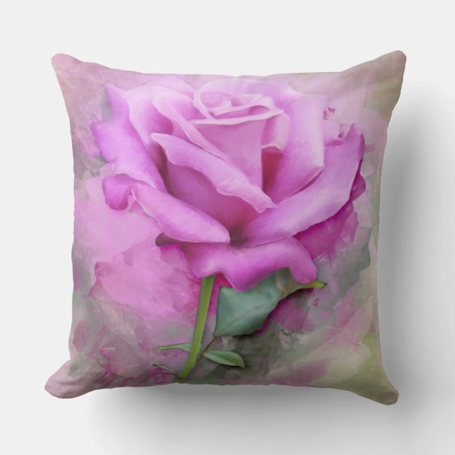 Aquarelle rose rose Coussin (Recto)