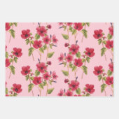 Aquarelle Rose rose ensemble de 3 feuilles d'envel (Devant 2)