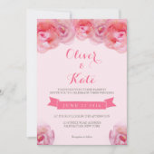 Aquarelle rose Rose Faire-part de mariage Floral (Devant)