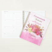 Aquarelle rose Rose Floral Business Planner (Devant avec enveloppe)