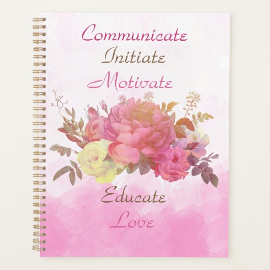 Aquarelle rose Rose Floral Business Planner (Devant)