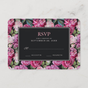 Aquarelle rose rose florale - Mariage RSVP