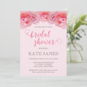 Aquarelle rose Rose Invitation à la douche nuptial (Debout devant)