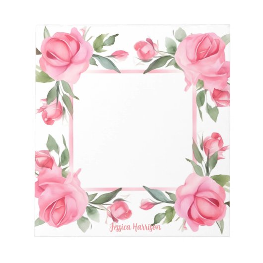 Aquarelle rose rose pour le Bloc-notes de Saint-Va (Devant)