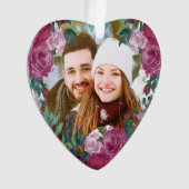 Aquarelle rose Roses Couple Photo Premier Noël (devant)