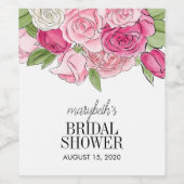 Aquarelle rose Roses Fête des mariées Étiquette de (Étiquettes simples)