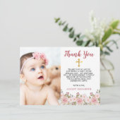 Aquarelle rose Roses Floral Baptême Merci (Debout devant)