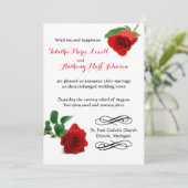 Aquarelle Rose Rouge - Invitation de Mariage (Debout devant)