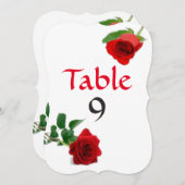 Aquarelle Rose rouge - Numéros de table (Devant / Derrière)