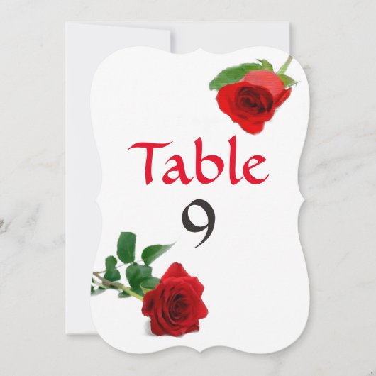 Aquarelle Rose rouge - Numéros de table (Devant)