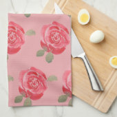 Aquarelle Rose serviette de cuisine (Quart Plié)
