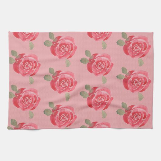 Aquarelle Rose serviette de cuisine (Horizontal)