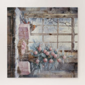 Aquarelle rose Shabby Chic Puzzle de Noël (Horizontal)
