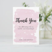 Aquarelle rose simple avec Carte de remerciements  (Debout devant)