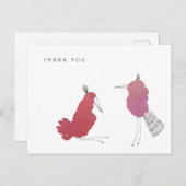 Aquarelle rose simple Carte de remerciements (Devant / Derrière)