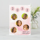 Aquarelle rose Six Photo Graduation Invitation (Debout devant)