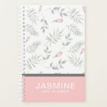 Aquarelle rose Taupe Floral 2019 Personnalisé<br><div class="desc">Ce design est composé de feuillage aquarelle et de boutons de fleurs avec un nom personnalisé et année en blanc sur un arrière - plan rose. Personnalisez en modifiant le texte dans les zones de texte ou supprimez sans texte. Consultez nos autres idées cadeaux dans notre boutique.</div>