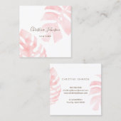 aquarelle rose tropical feuille carte de visite (Devant / Derrière)