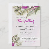 Aquarelle rose Tulipe Faire-part de mariage floral (Devant)