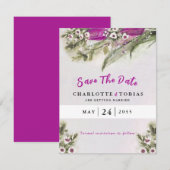 Aquarelle rose Tulipe Faire-part de mariage floral (Devant / Derrière)