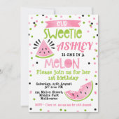 Aquarelle rose Un Dans Un Melon Invitation Anniver (Devant)