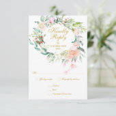 Aquarelle Rose verdure Floral Menu Choix RSVP (Debout devant)