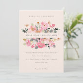 Aquarelle rose vif Blush Invitation Mariage floral (Debout devant)