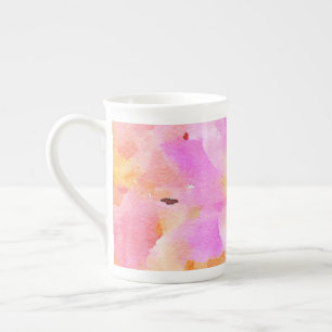 Aquarelle rose vif floral Os China Mug