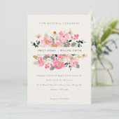 Aquarelle rose vif Floral Wow Invitation de renouv (Debout devant)