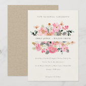 Aquarelle rose vif Floral Wow Invitation de renouv (Devant / Derrière)